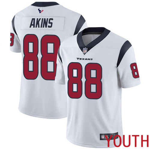 Houston Texans Limited White Youth Jordan Akins Road Jersey NFL Football #88 Vapor Untouchable->youth nfl jersey->Youth Jersey